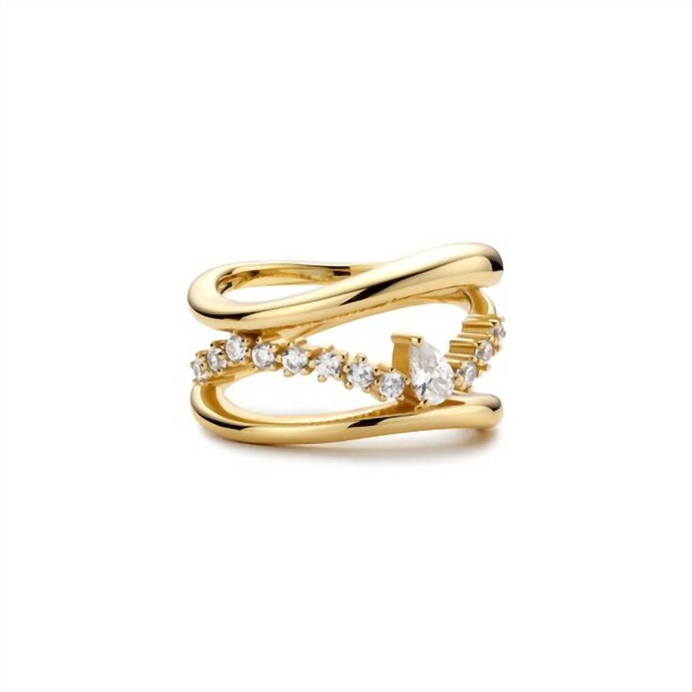 NEW ANIA HAIE women's sparkle teardrop ring in gold
